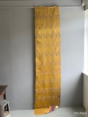 Chinese Antique Yellow Silk Brocade Fragment (252 X 60 Cm)