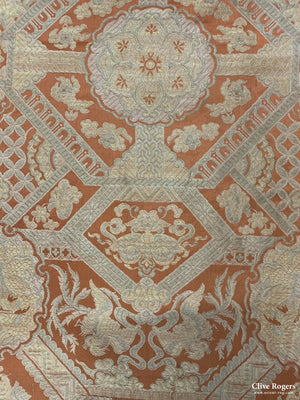 Chinese / Japanese Silk Lampas Early 20Th Cent Lampas