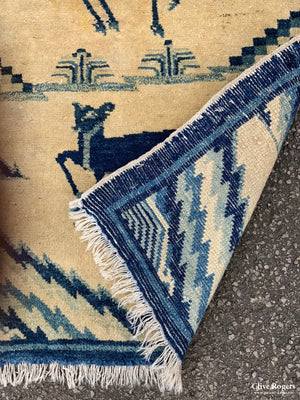 Chinese Vintage Rug With Deer (106 X 60Cm)