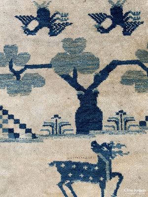 Chinese Vintage Rug With Deer (106 X 60Cm)