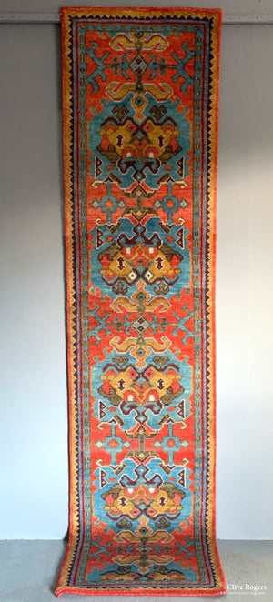Turkish Cror Ushak Design Narrow Runner New Runner