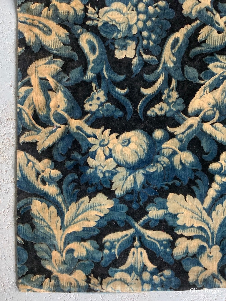 Edwardian Printed Cotton Velvet - Birds / Fruits (288 X 78Cm)