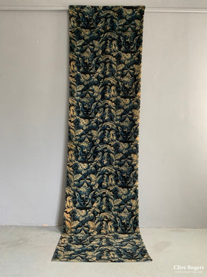 Edwardian Printed Cotton Velvet - Birds / Fruits (288 X 78Cm)