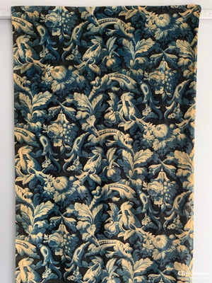Edwardian Printed Cotton Velvet - Birds / Fruits (288 X 78Cm)