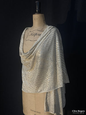 Egyptian Assuit Silvered Metal Wrapped Shawl On Gauze Shawl