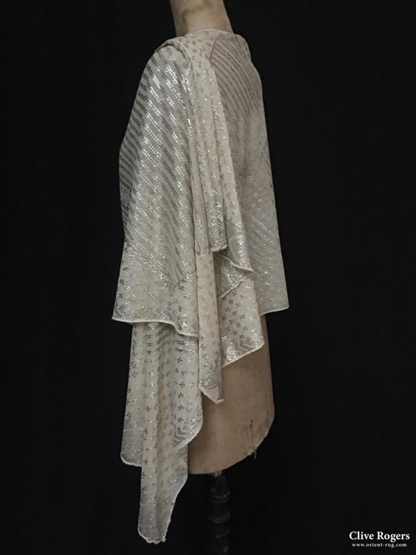 Egyptian Assuit Asyut silvered metal wrapped gauze shawl - Clive Rogers