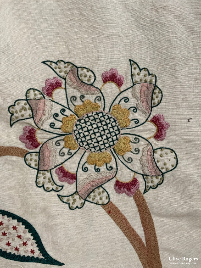 English Crewelwork Fragment ( 84 X 124Cm)