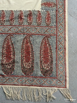 English (Norwich ) Or French Antique Printed Shawl (308 X 160Cm)