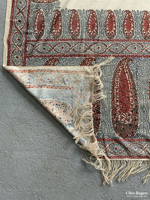 English (Norwich ) Or French Antique Printed Shawl (308 X 160Cm)