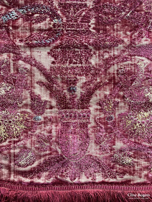 European Embroidered Lectern Or Tabernacle Cover 17/18Th Cent Embroidery