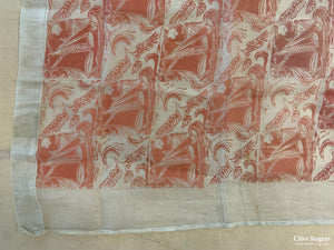 Footprints Studio Block Print On Silk (158 X 106Cm)