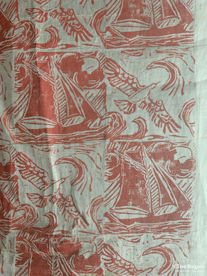 Footprints Studio Block Print On Silk (158 X 106Cm)