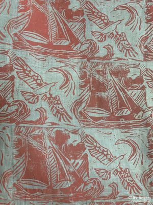 Footprints Studio Block Print On Silk (158 X 106Cm)
