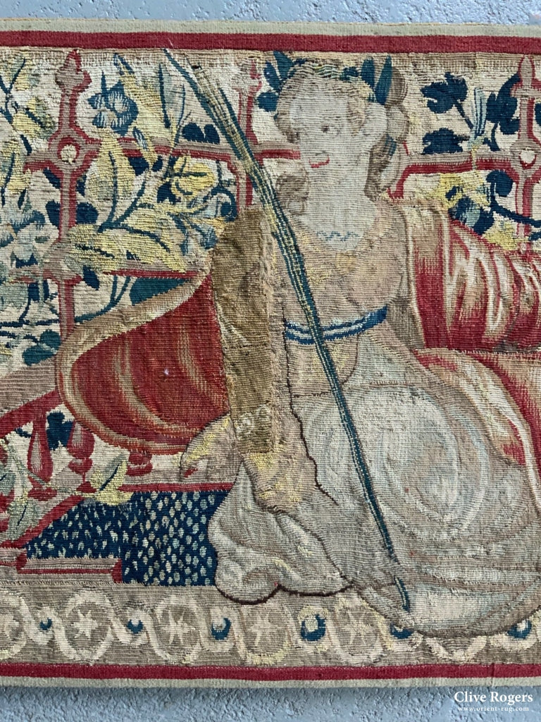 Franco Flemish Antique Tapestry ( 55 X 150 Cm )