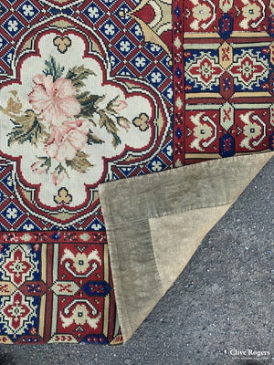 French Antique Needlework Rug 19Th Cent (205 X 151Cm)