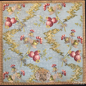 French Silk Brocade With Embroidered Heraldry 18Th Cent ( 55 X 57 Cm ) Brocade