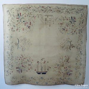Greek Island N. Sporades Silk Embroidery On Gauze Circa 1840 Embroidery