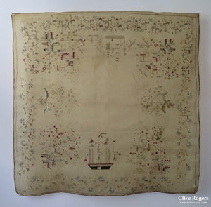 Greek Island N. Sporades Silk Embroidery On Gauze Circa 1840 Embroidery