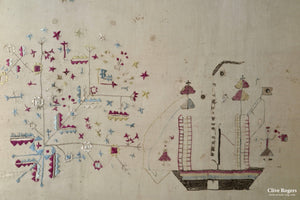 Greek Island N. Sporades Silk Embroidery On Gauze Circa 1840 Embroidery