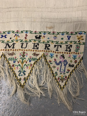 Spanish Ultra Fine Beadwork Couterplain Livertad O Muerte Possibly Civil War Period 1936-1939