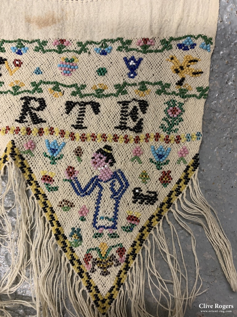 Spanish Ultra Fine Beadwork Couterplain Livertad O Muerte Possibly Civil War Period 1936-1939