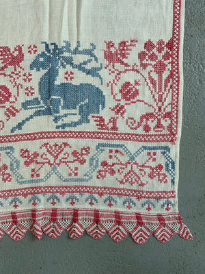 Italian antique Assisi work counterplains (138 x 55cm)