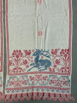 Italian antique Assisi work counterplains (138 x 55cm)