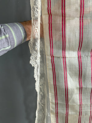 Turkish Ottoman diaphanous striped silk (355 x 170cm)