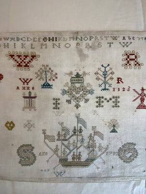 Netherlands antique ship sampler (30.5 x 61cm)