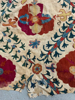 Uzbekistan antique Suzani fragment (84 x 69cm)