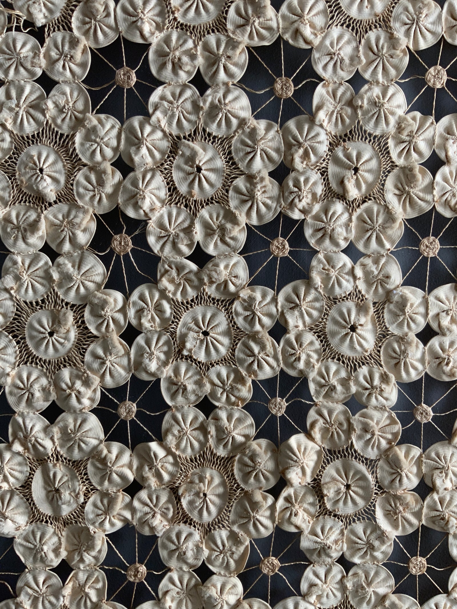 French vintage gathered rufflet bedcover (227 x 221cm)