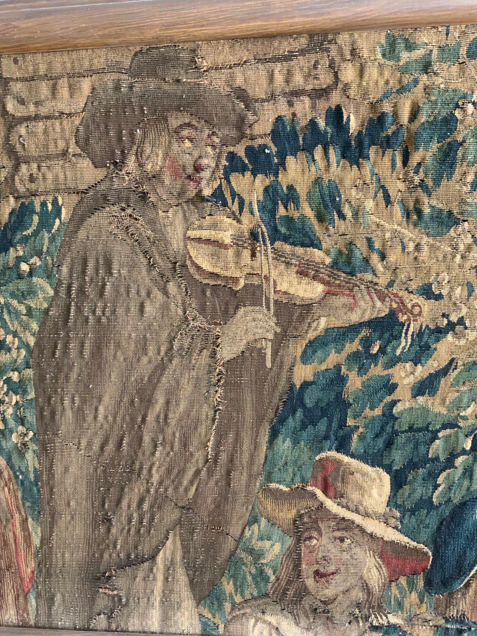 French antique 'Vedure' tapestry fragment (63 x 129cm)