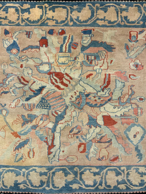 Turkish small carpet of square proportion (201 x 217cm)