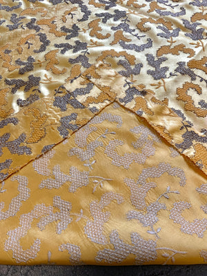 Embroidered European silk fragment (103 x 105cm)