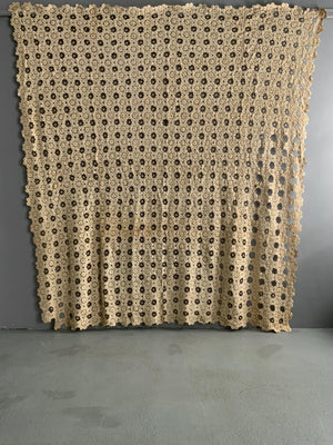 French vintage gathered rufflet bedcover (227 x 221cm)