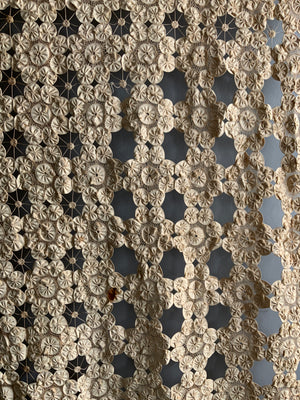 French vintage gathered rufflet bedcover (227 x 221cm)