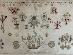 Netherlands antique ship sampler (30.5 x 61cm)