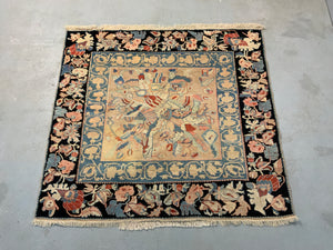 Turkish small carpet of square proportion (201 x 217cm)