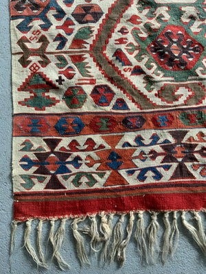 Turkish Anatolian antique kilim panel (386 x 75cm)