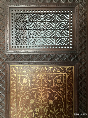 Indian Punjab Brass Inlay Mahogany Screen Late 19Th Cent Screen
