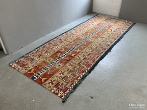 Indian Dhurrie Cotton First Half 20Th Cent ( 122 X 320Cm )