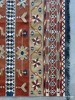 Indian Dhurrie Cotton First Half 20Th Cent ( 122 X 320Cm )