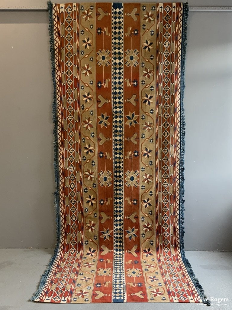 Indian Dhurrie Cotton First Half 20Th Cent ( 122 X 320Cm )