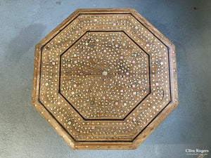 Indian Punjab Hoshiapur Folding Brass Inlay Octagonal Table Early 20Th Cent Table