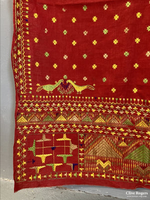 Indian Punjab Phulkari Silk Embroidered Shawl Circa 1900 Shawl
