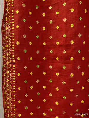 Indian Punjab Phulkari Silk Embroidered Shawl Circa 1900 Shawl