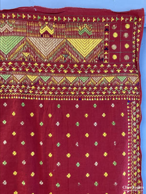 Indian Punjab Phulkari Silk Embroidered Shawl Circa 1900 Shawl