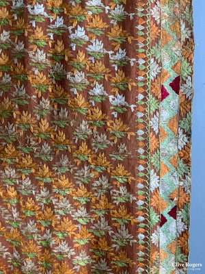 Indian Punjab Vintage Fulkari Shawl (255 X 144Cm)