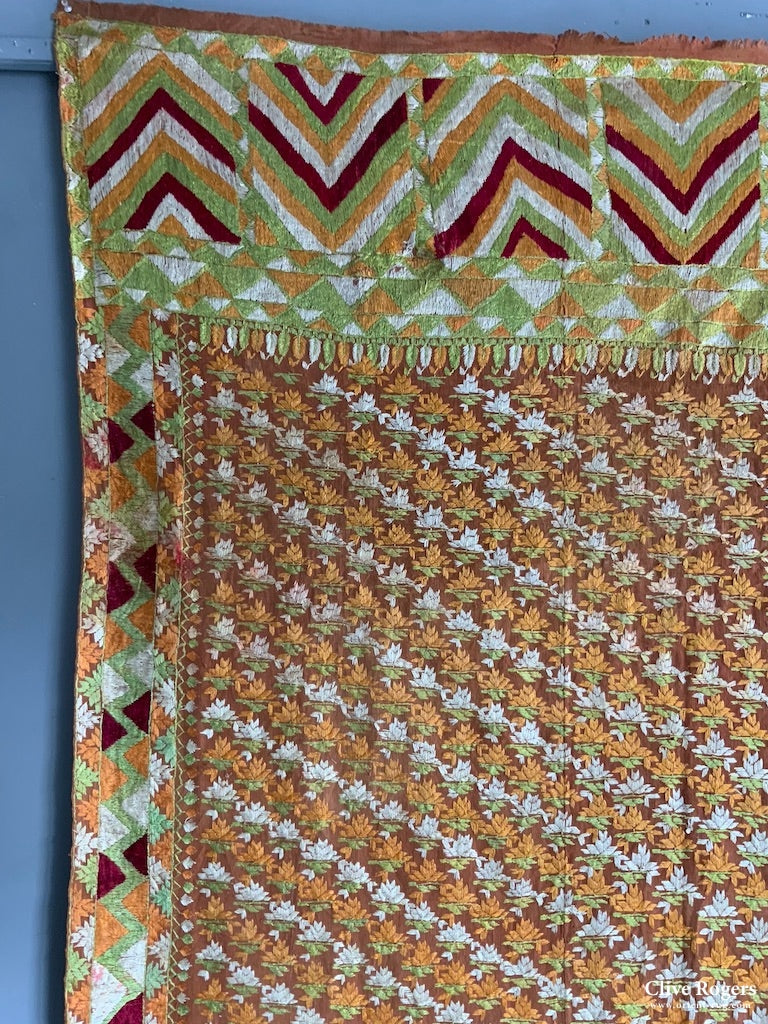 Indian Punjab Vintage Fulkari Shawl (255 X 144Cm)