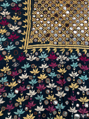 Indian Sheesha Mirror Work Shawl ( 178 X 191 )